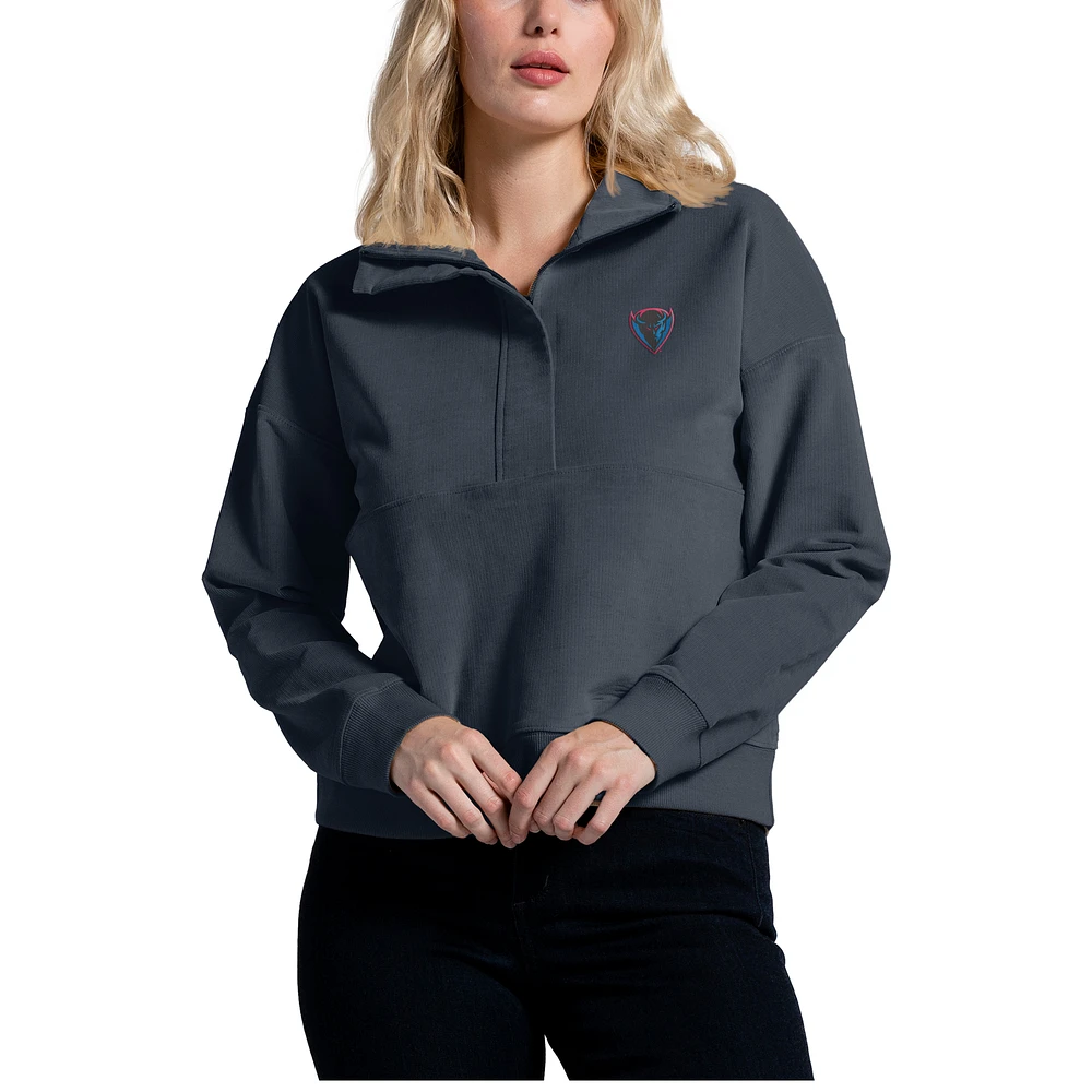 Women's League Collegiate Wear Navy DePaul Blue Demons Stretch Cord Half-Zip Sweatshirt
