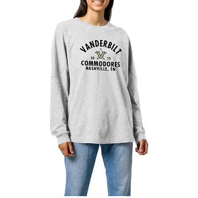 Women's Ash Vanderbilt Commodores League Collegiate Wear Throwback Oversized Long Sleeve T-Shirt