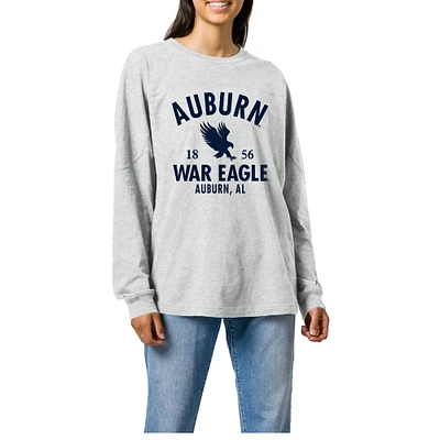 Women's Ash Auburn Tigers League Collegiate Wear Throwback Oversized Long Sleeve T-Shirt