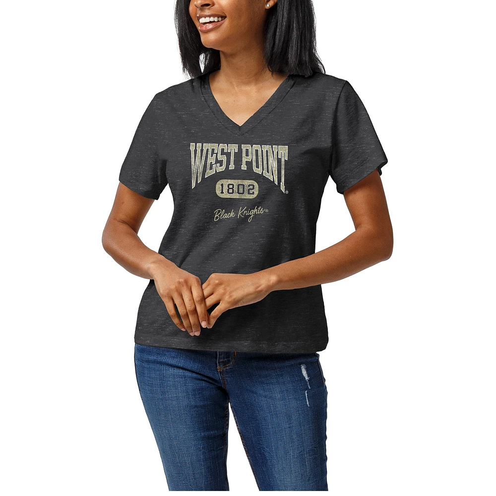 Women's League Collegiate Wear Heather Black Army Knights Intramural Boyfriend V-Neck T-Shirt