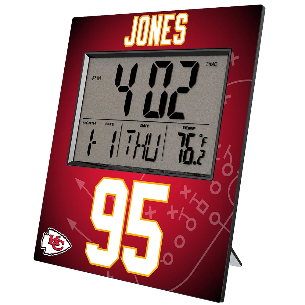 Keyscaper Chris Jones Kansas City Chiefs Digital Desk & Wall Clock