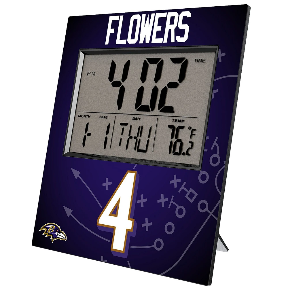Keyscaper Zay Flowers Baltimore Ravens Digital Desk & Wall Clock