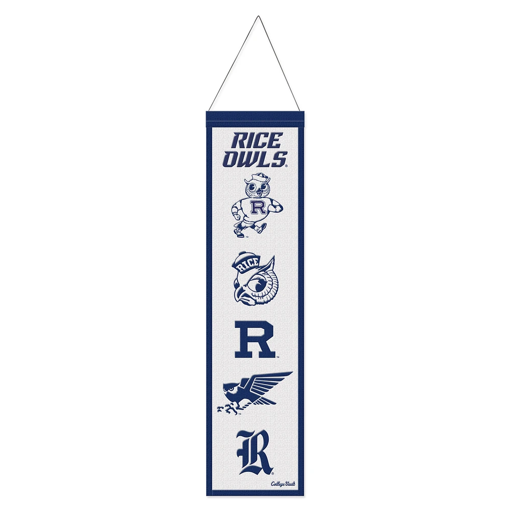 WinCraft Rice Owls 8" x 32" Wool Evolution Banner