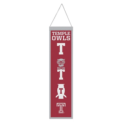 WinCraft Temple Owls 8" x 32" Wool Evolution Banner