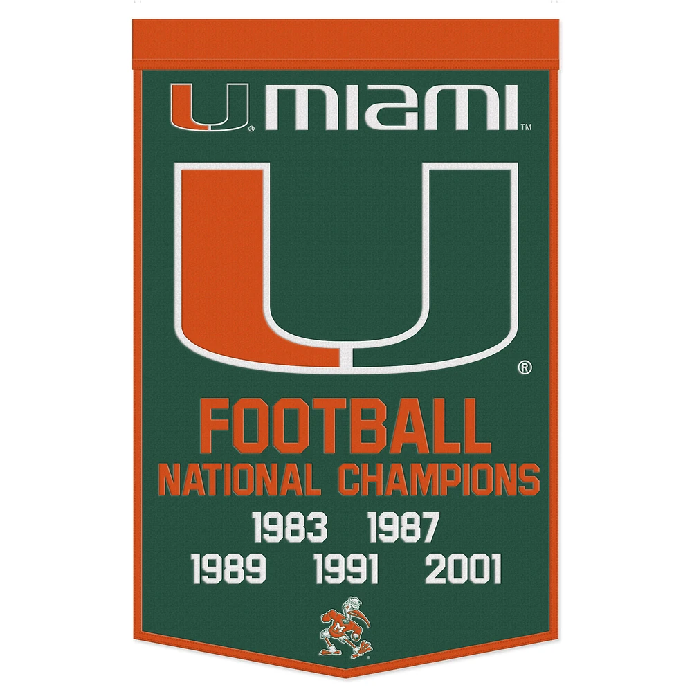 WinCraft Miami Hurricanes 24" x 38" Wool Championship Banner
