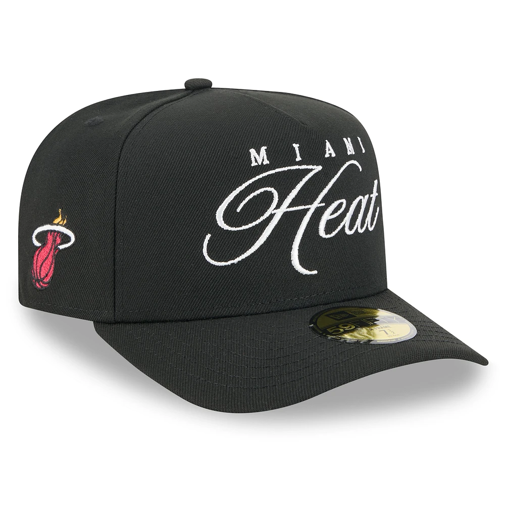 Men's New Era Black Miami Heat 2025 NBA Draft A-Frame 59FIFTY Fitted Hat