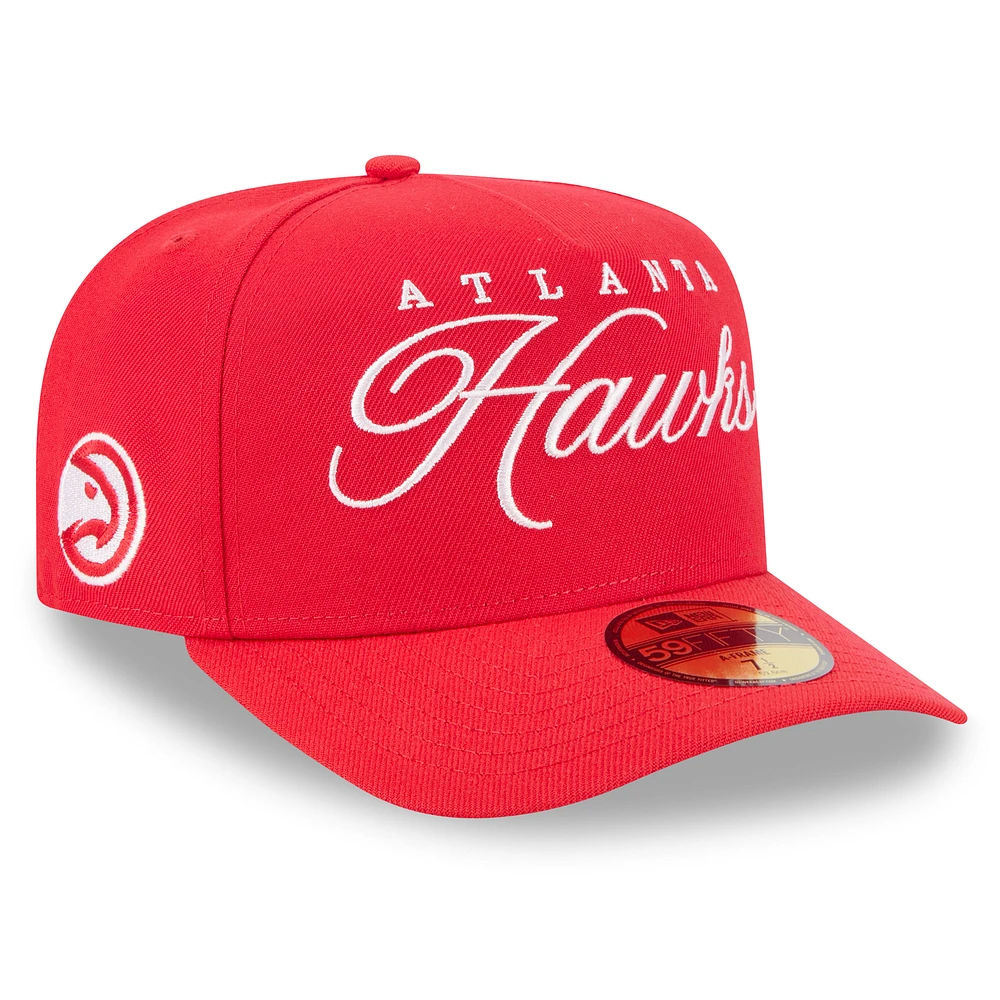Men's New Era Red Atlanta Hawks 2025 NBA Draft A-Frame 59FIFTY Fitted Hat