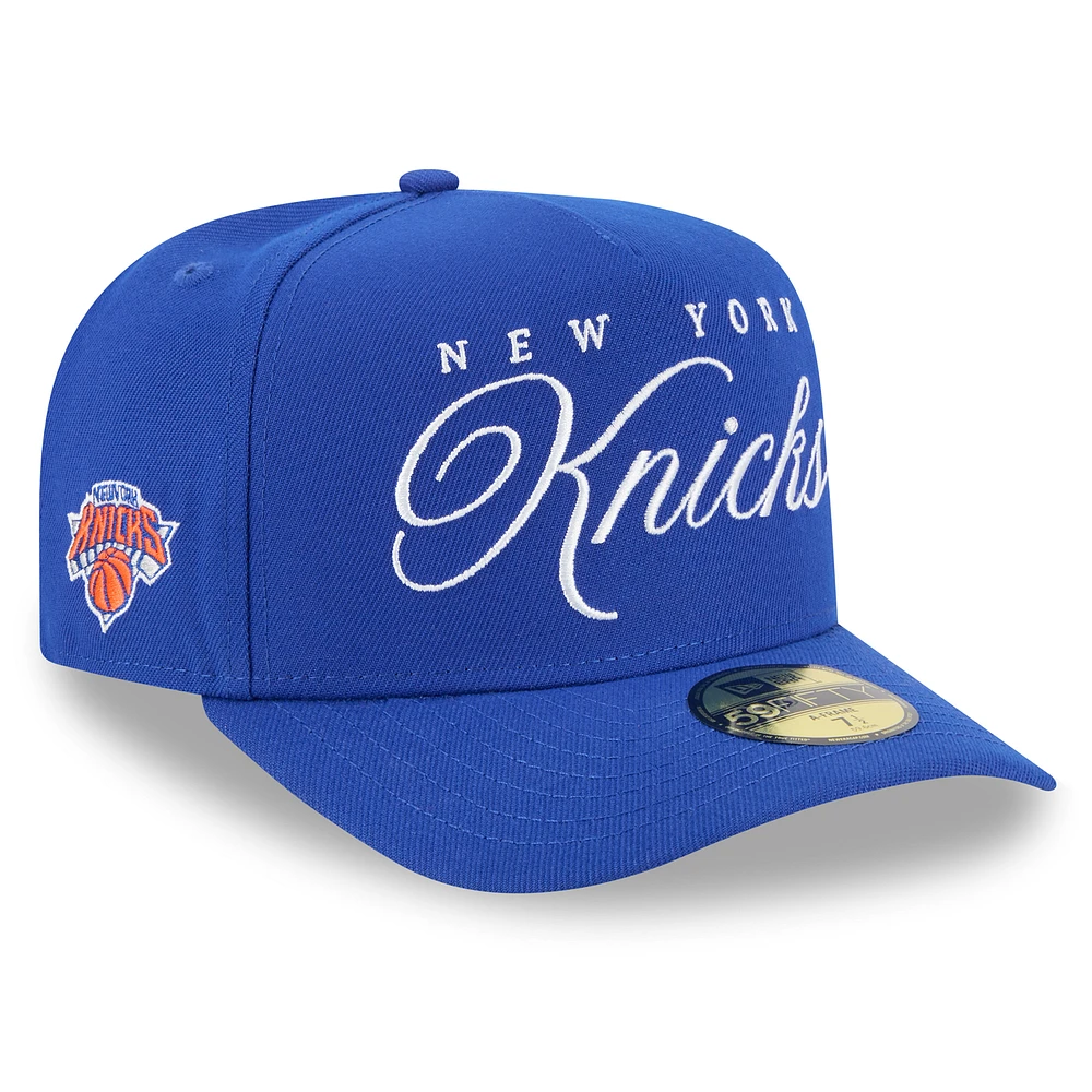 Men's New Era Blue York Knicks 2025 NBA Draft A-Frame 59FIFTY Fitted Hat