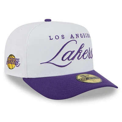 Men's New Era White/Purple Los Angeles Lakers 2025 NBA Draft A-Frame 59FIFTY Fitted Hat