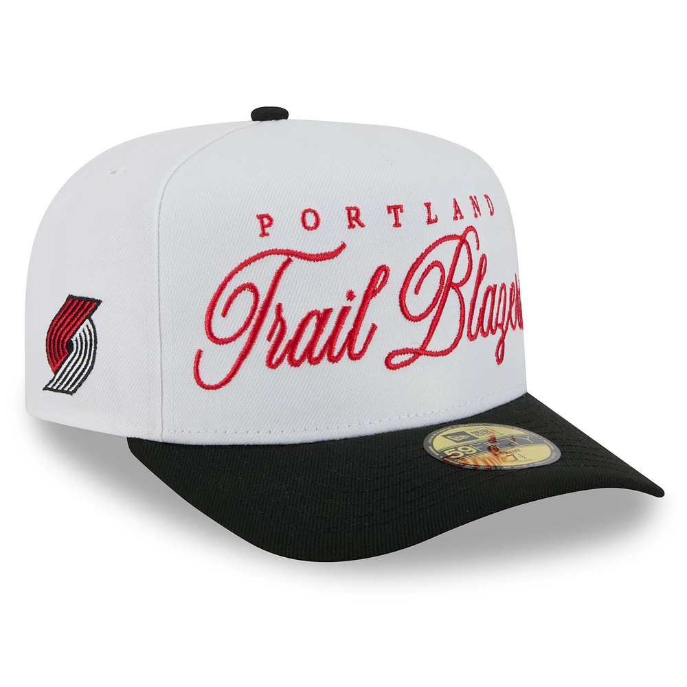 Men's New Era White/Black Portland Trail Blazers 2025 NBA Draft A-Frame 59FIFTY Fitted Hat