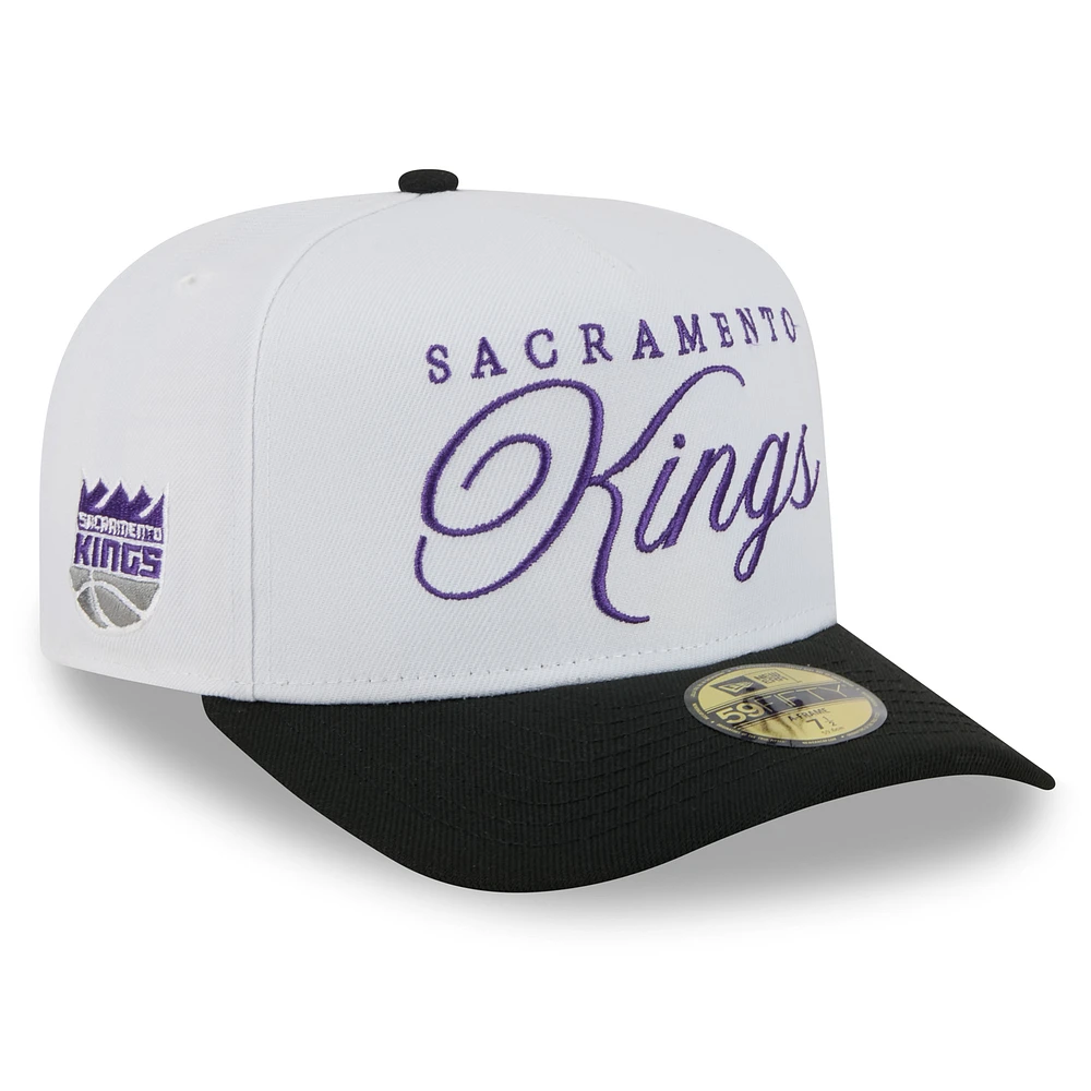 Men's New Era White/Black Sacramento Kings 2025 NBA Draft A-Frame 59FIFTY Fitted Hat