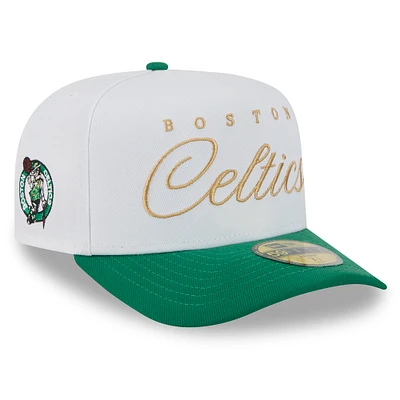 Men's New Era White/Kelly Green Boston Celtics 2025 NBA Draft A-Frame 59FIFTY Fitted Hat