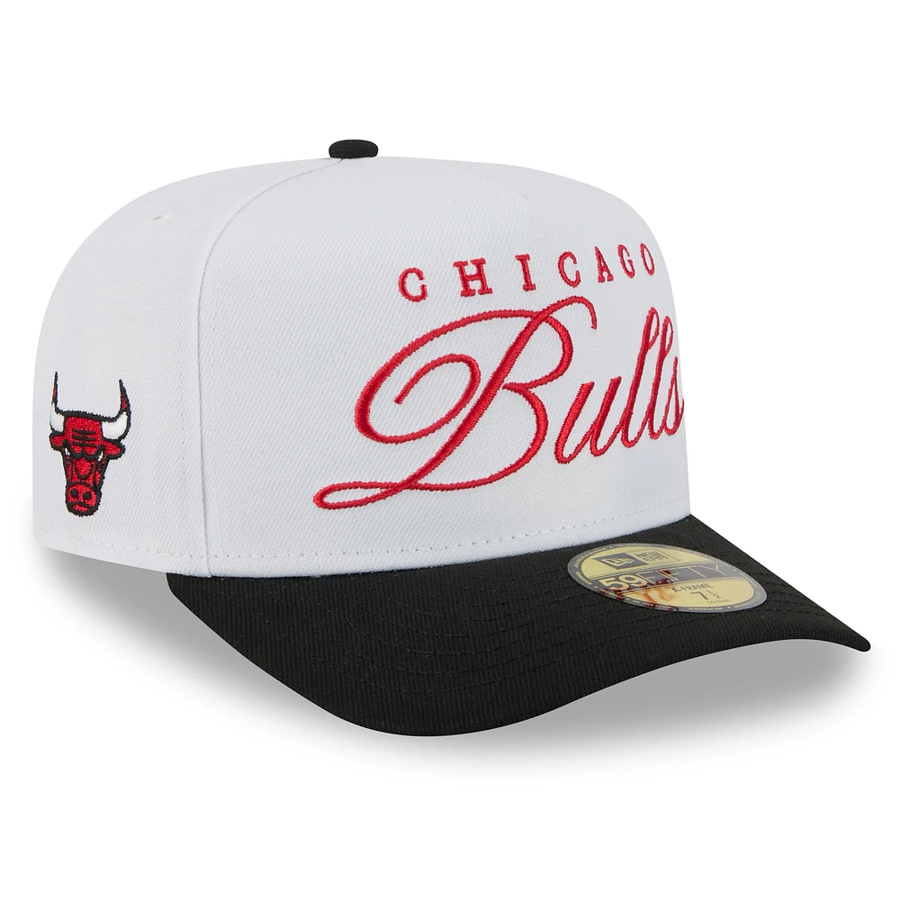 Men's New Era White/Black Chicago Bulls 2025 NBA Draft A-Frame 59FIFTY Fitted Hat