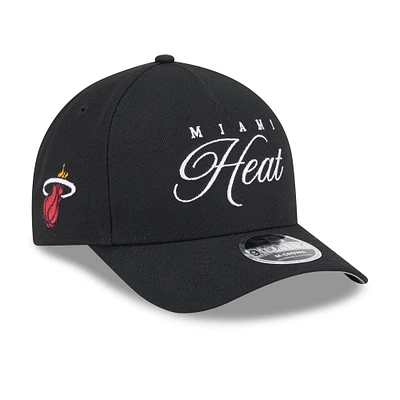 Men's New Era Black Miami Heat 2025 NBA Draft M-Crown A-Frame 9FORTY Adjustable Hat