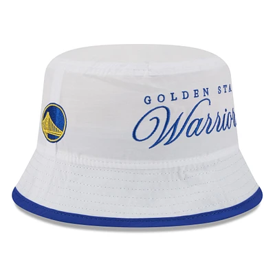 Men's New Era White/Royal Golden State Warriors 2025 NBA Draft Nylon Bucket Hat