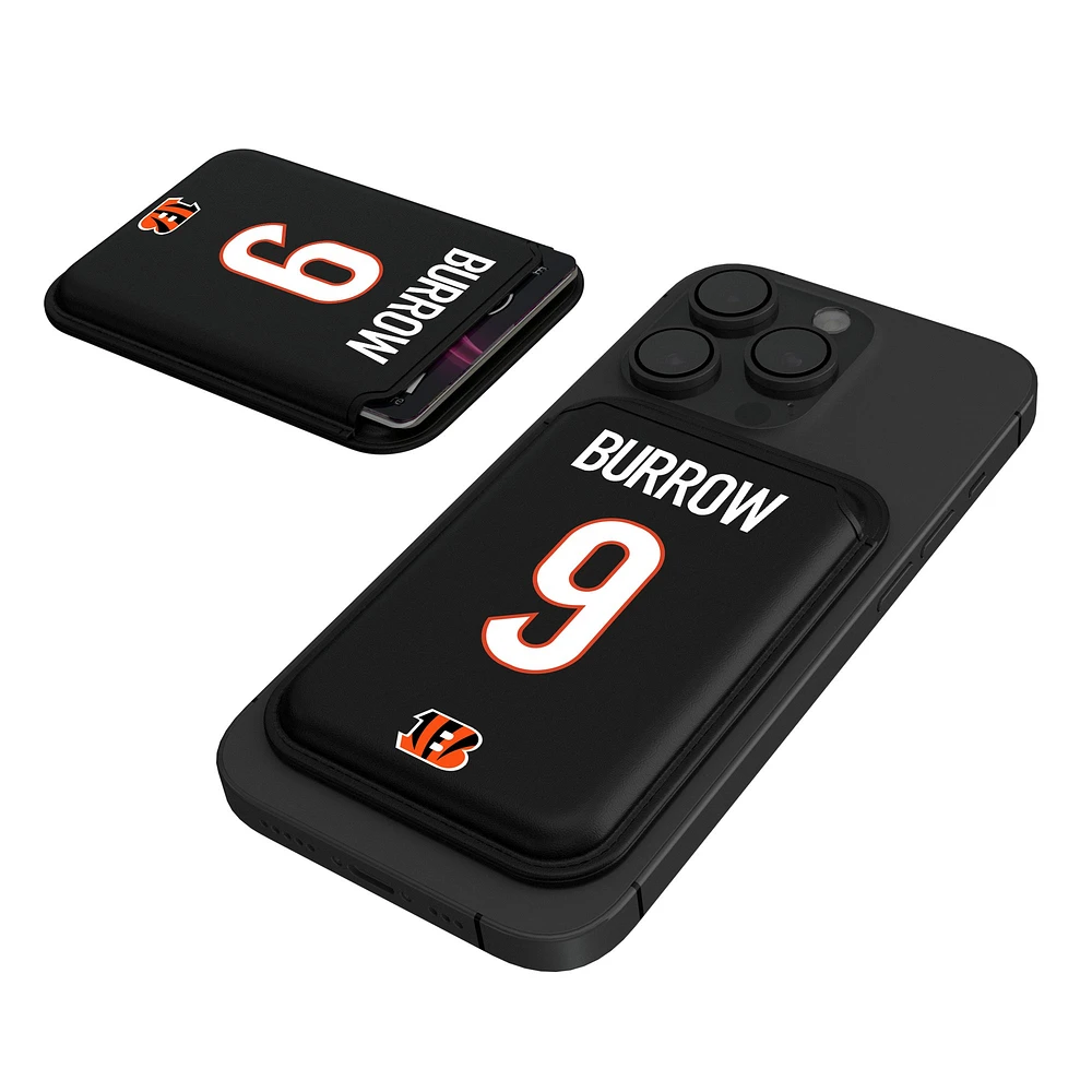 Keyscaper Joe Burrow Black Cincinnati Bengals Magnetic Credit Card Wallet