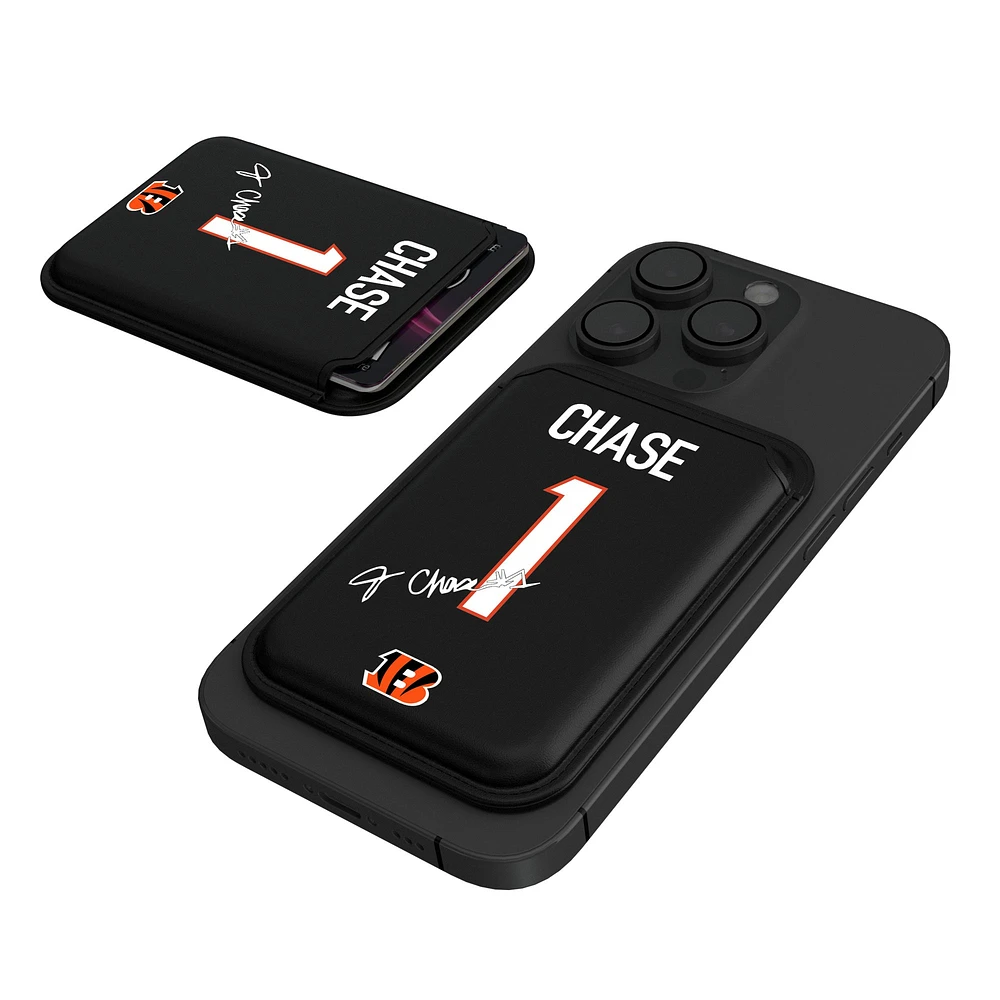 Keyscaper Ja'Marr Chase Black Cincinnati Bengals Magnetic Credit Card Wallet