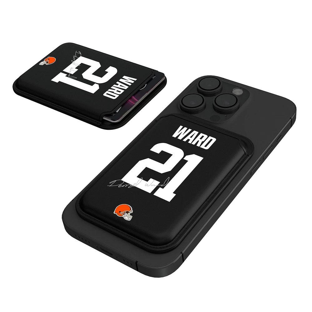 Keyscaper Denzel Ward Black Cleveland Browns Magnetic Credit Card Wallet