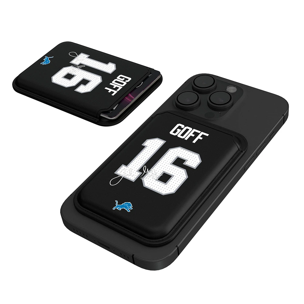 Keyscaper Jared Goff Black Detroit Lions Magnetic Credit Card Wallet