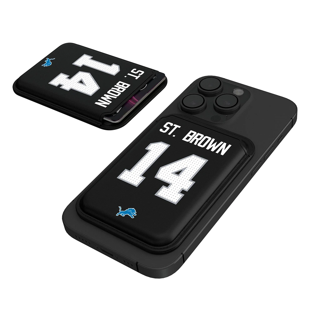 Keyscaper Amon-Ra St. Brown Black Detroit Lions Magnetic Credit Card Wallet