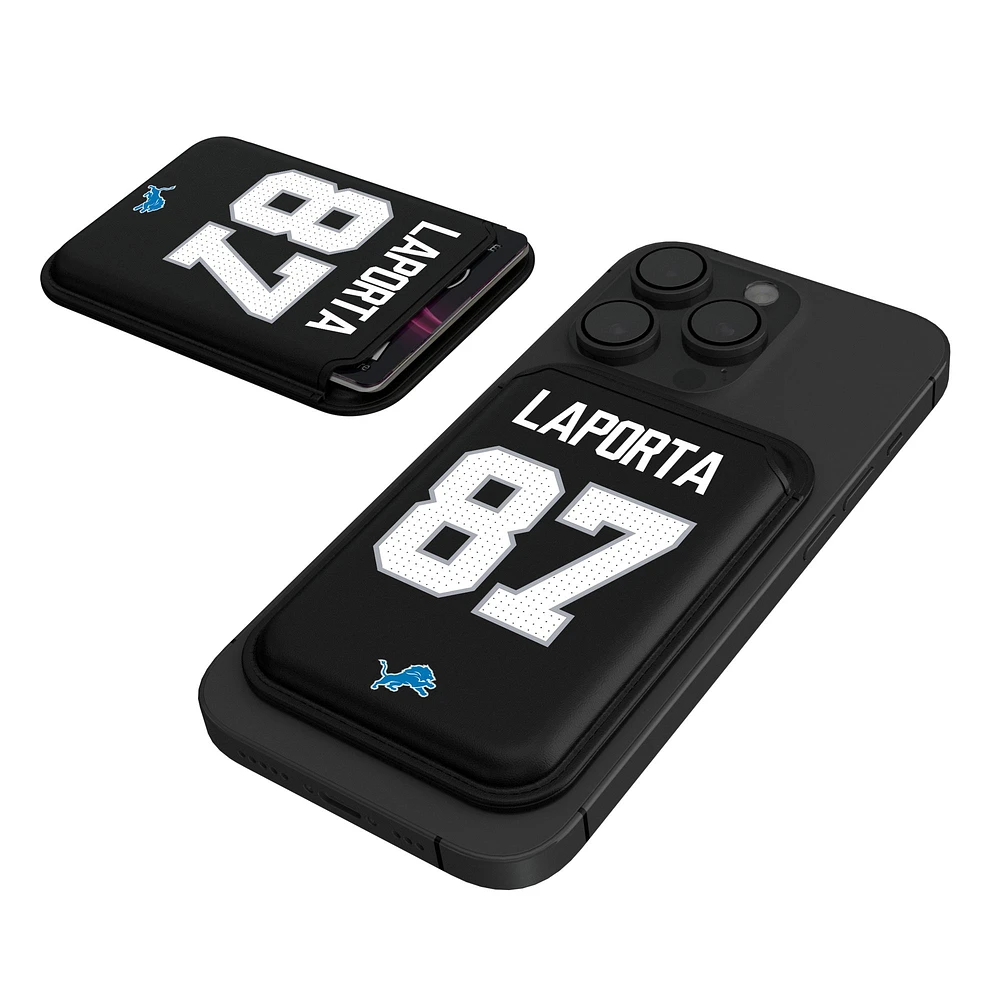 Keyscaper Sam LaPorta Black Detroit Lions Magnetic Credit Card Wallet