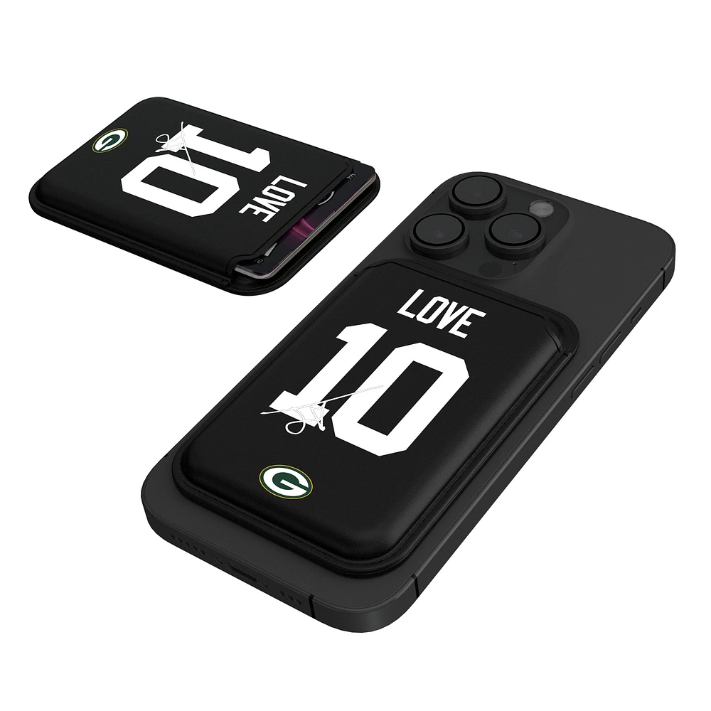 Keyscaper Jordan Love Black Green Bay Packers Magnetic Credit Card Wallet