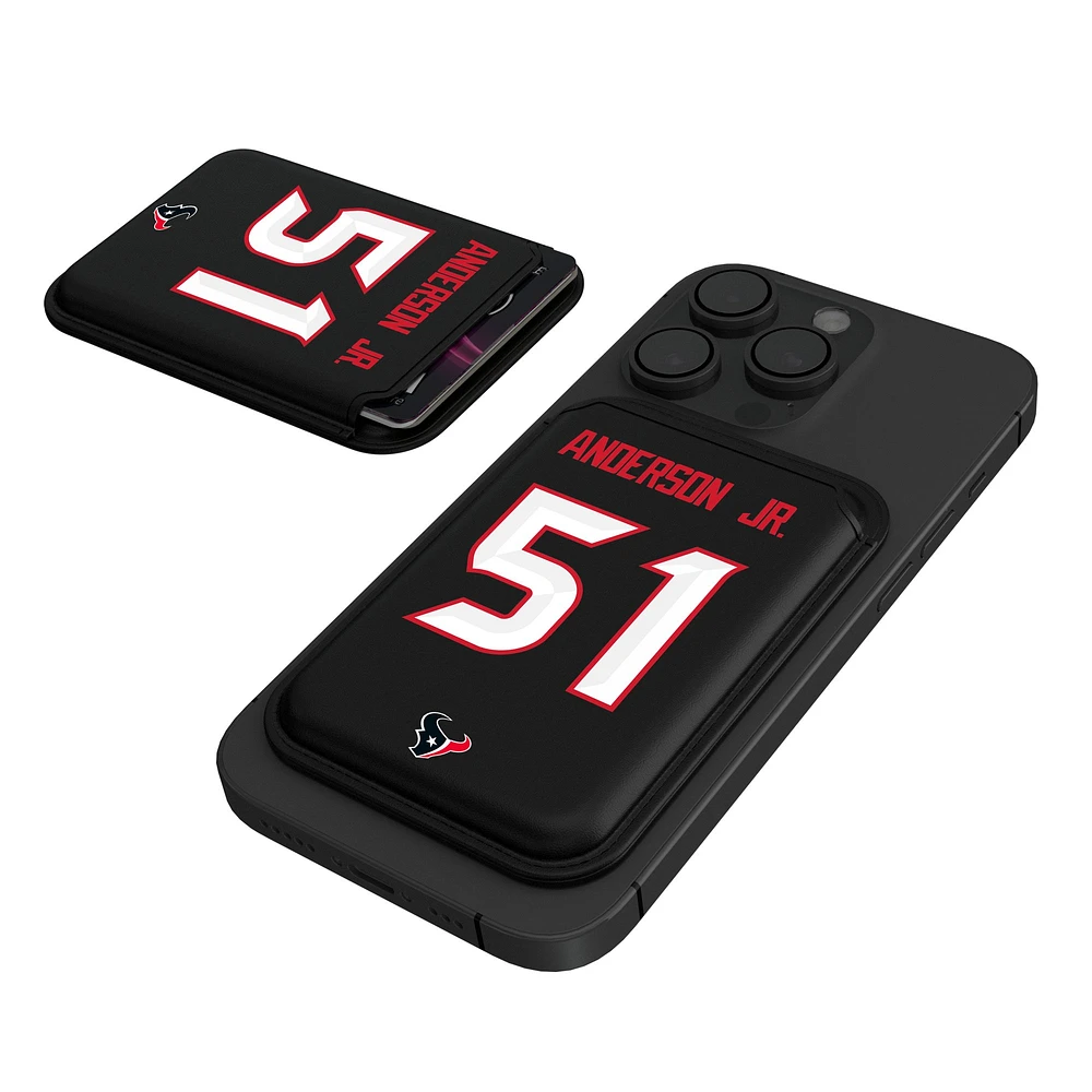 Keyscaper Will Anderson Jr. Black Houston Texans Magnetic Credit Card Wallet