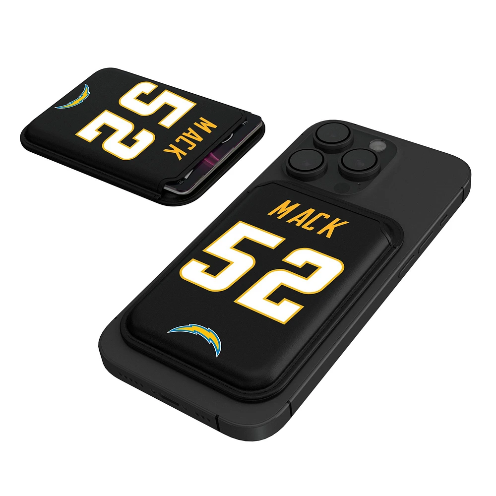 Keyscaper Khalil Mack Black Los Angeles Chargers Magnetic Credit Card Wallet