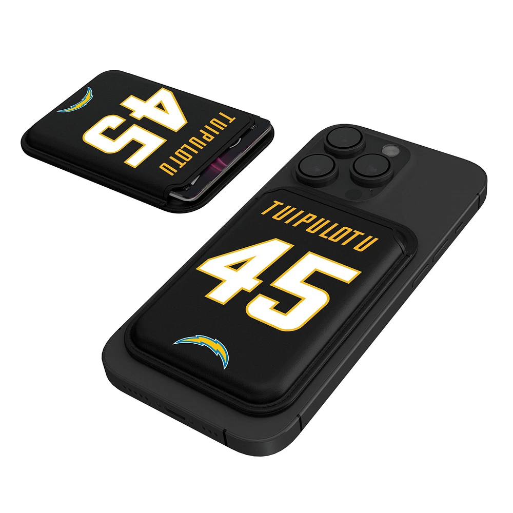 Keyscaper Tuli Tuipulotu Black Los Angeles Chargers Magnetic Credit Card Wallet