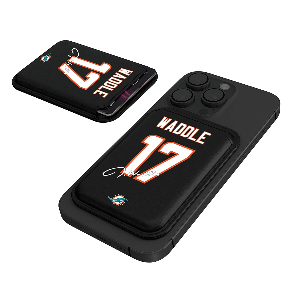 Keyscaper Jaylen Waddle Black Miami Dolphins Magnetic Credit Card Wallet