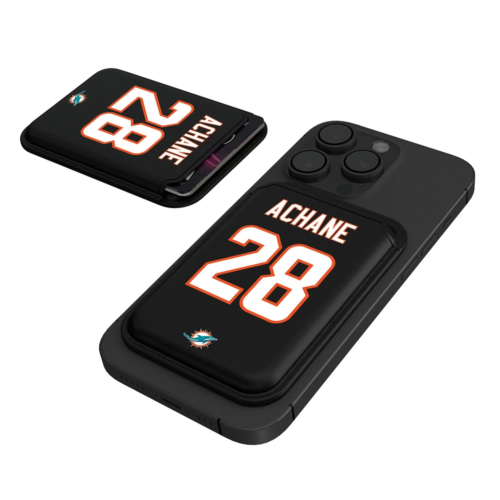 Keyscaper De’Von Achane Black Miami Dolphins Magnetic Credit Card Wallet