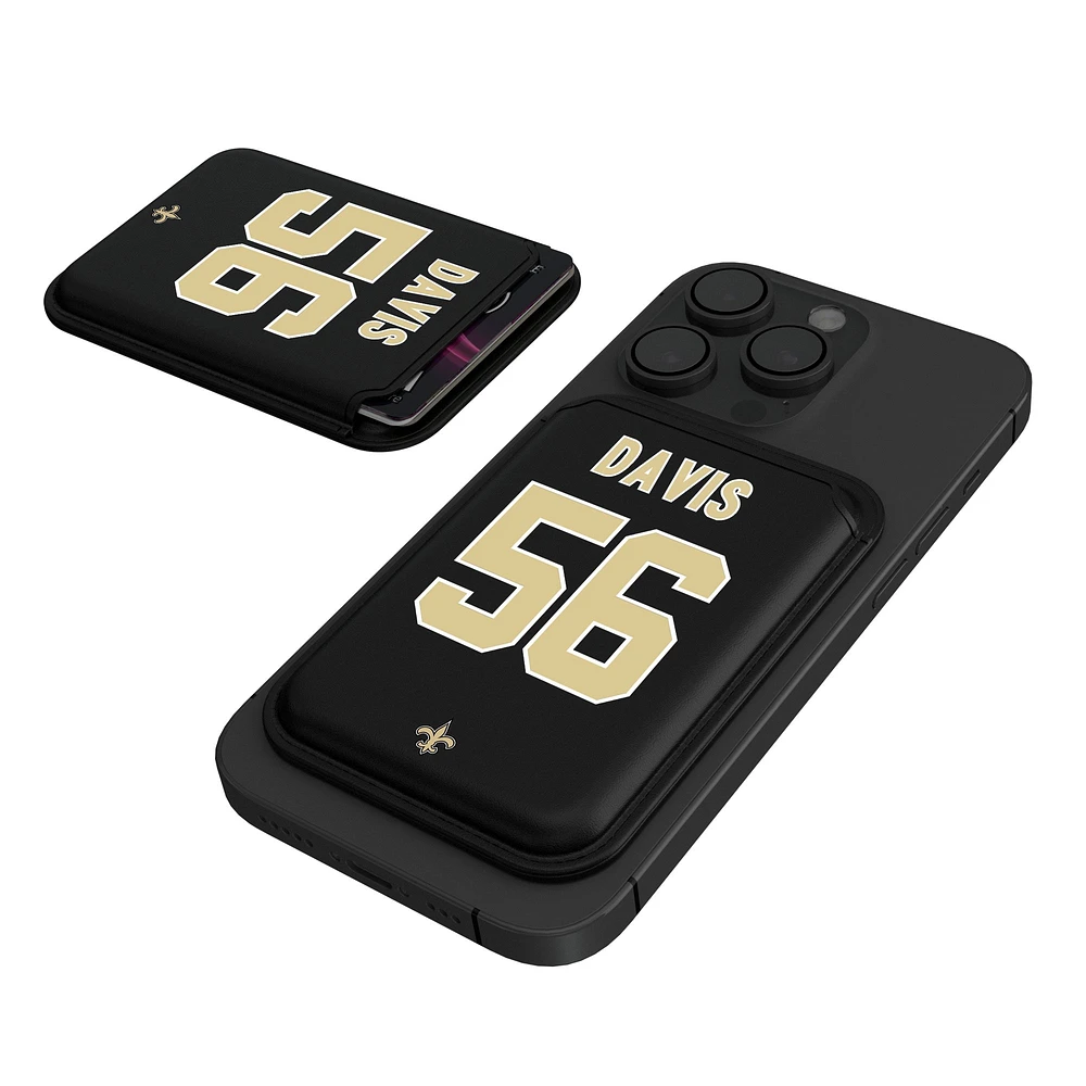 Keyscaper Demario Davis Black New Orleans Saints Magnetic Credit Card Wallet