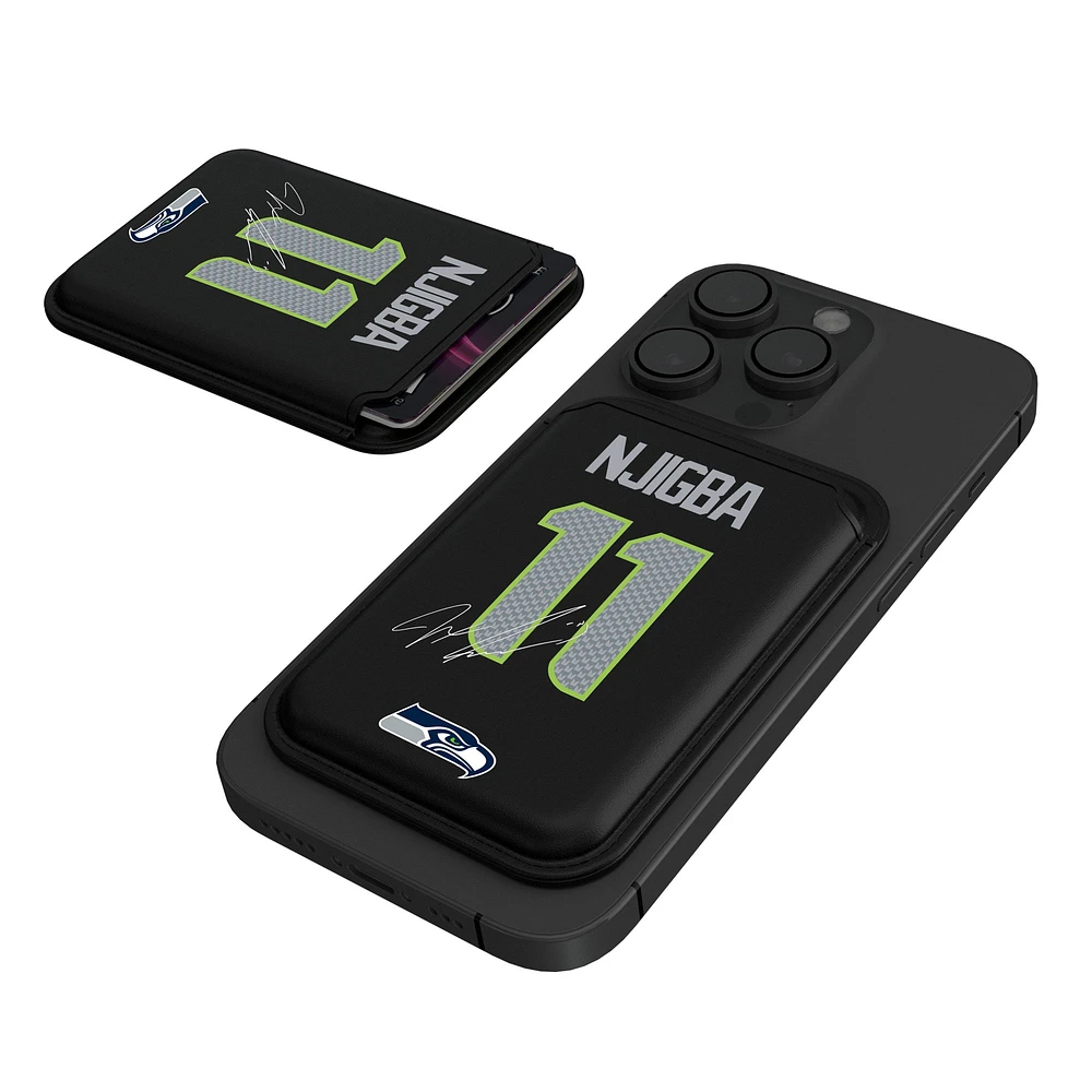 Keyscaper Jaxon Smith-Njigba Black Seattle Seahawks Magnetic Credit Card Wallet