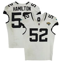 DaVon Hamilton Jacksonville Jaguars Game-Used #52 White Jersey vs. Cleveland Browns on September 15, 2024