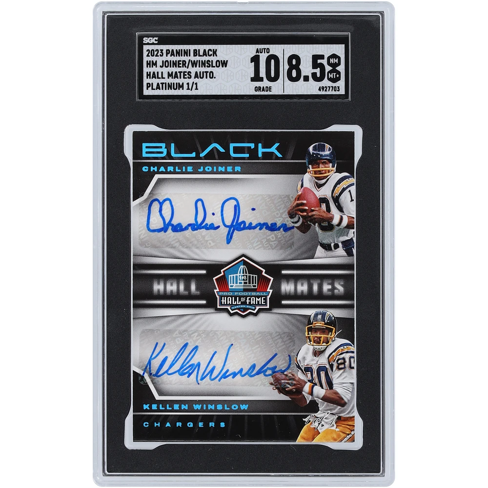 Kellen Winslow & Charlie Joiner San Diego Chargers Autographed 2023 Panini Black Platinum Hall Mates #HM-CJKW #1/1 SGC Authenticated 8.5/10 Card