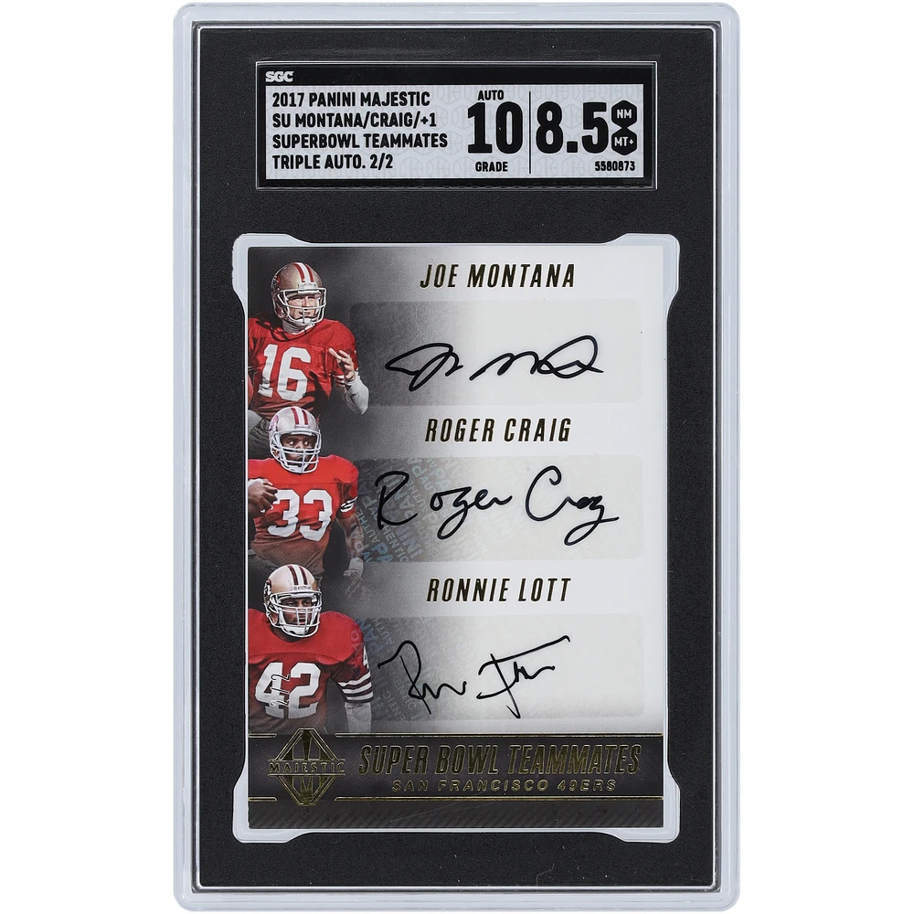 Joe Montana, Ronnie Lott & Roger Craig San Francisco 49ers Autographed 2017 Panini Majestic Superbowl Teammates #SU-SF #2/2 SGC Authenticated 8.5/10 Card