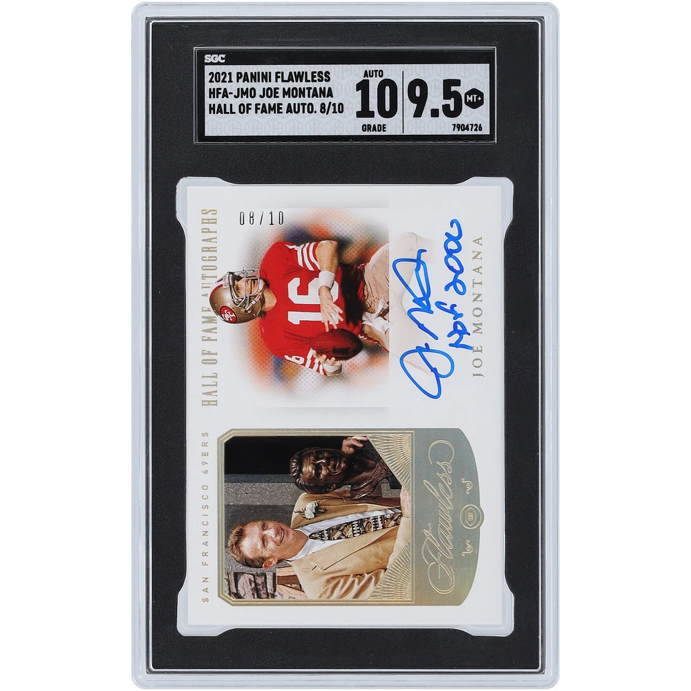 Joe Montana San Francisco 49ers Autographed 2021 Panini Flawless Hall of Fame #HFA-JMO #8/10 SGC Authenticated 9.5/10 Card with "HOF 2000" Inscription