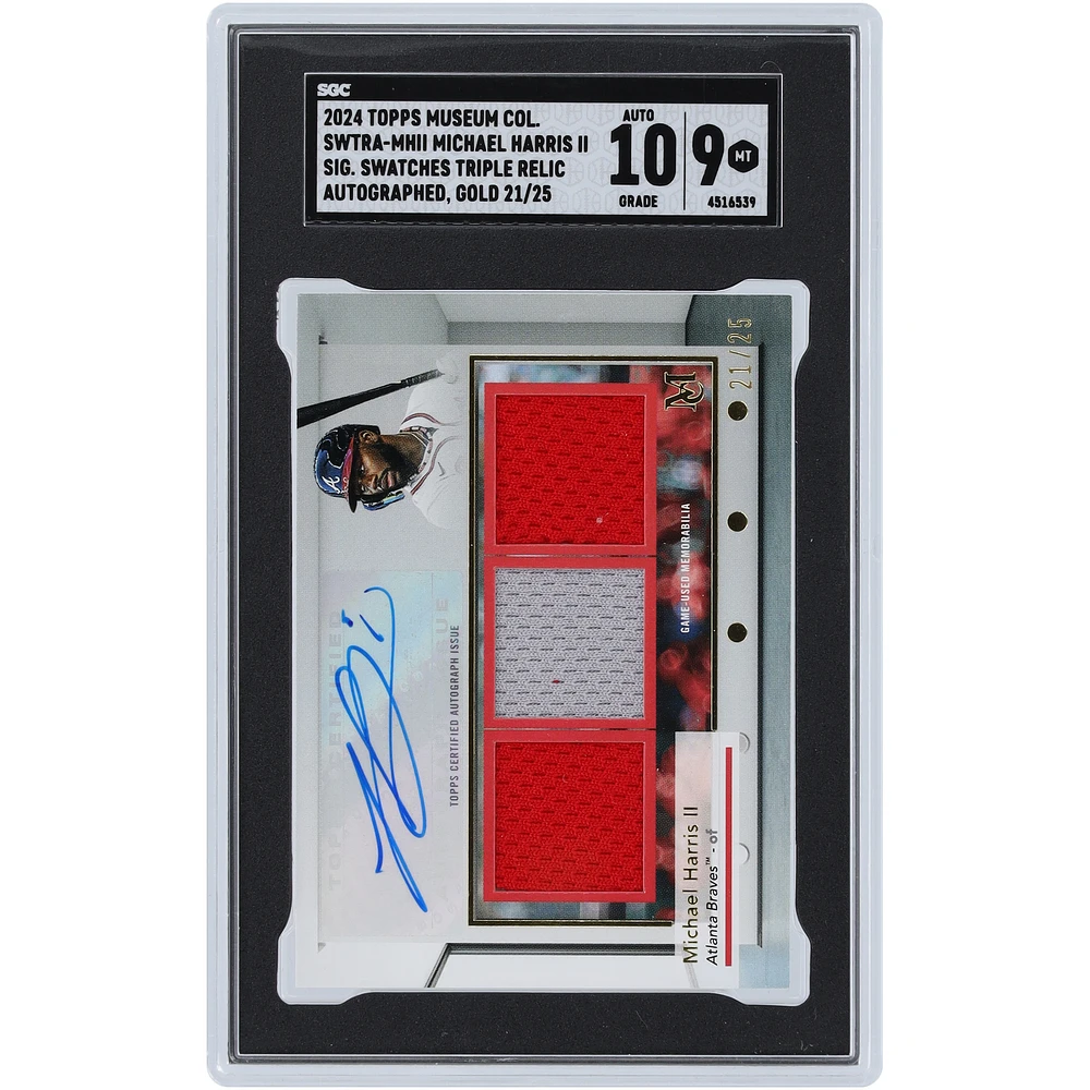 Michael Harris II Atlanta Braves Autographed 2024 Topps Museum Collection Triple Relic #SWTRA-MHII #21/25 SGC Authenticated 9/10 Card