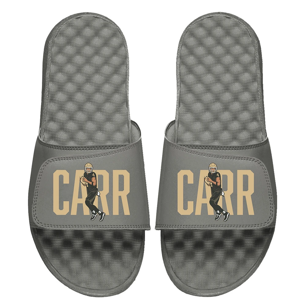 Youth ISlide Derek Carr Gray NFLPA Wordmark Slide Sandals