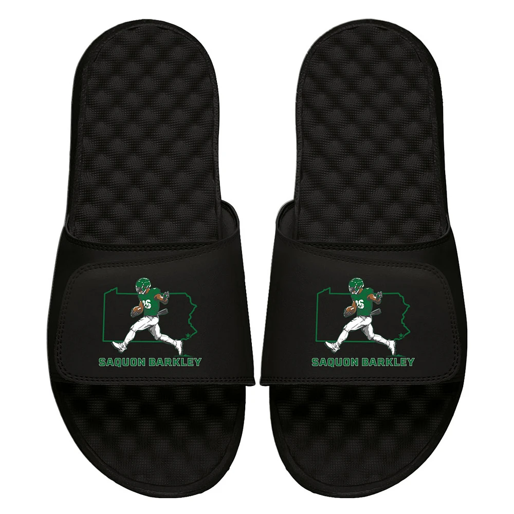 Youth ISlide Saquon Barkley Black NFLPA State Outline Slide Sandals