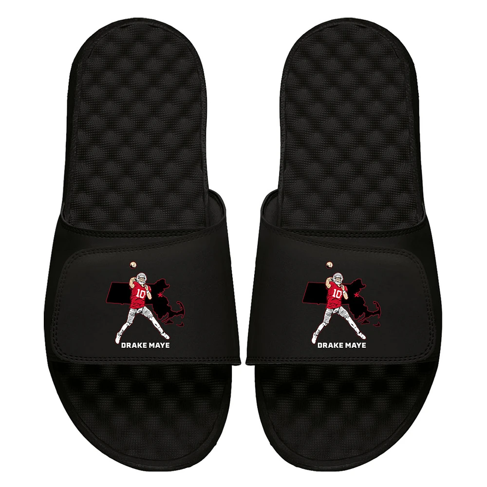 Unisex ISlide Drake Maye Black NFLPA State Outline Slide Sandals