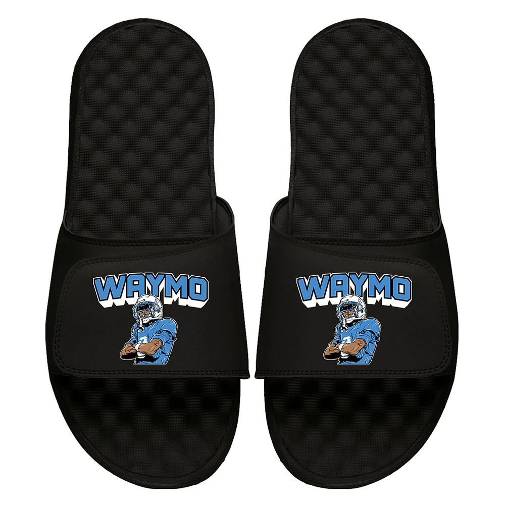 Unisex ISlide Jameson Williams Black NFLPA Waymo Stack Slide Sandals