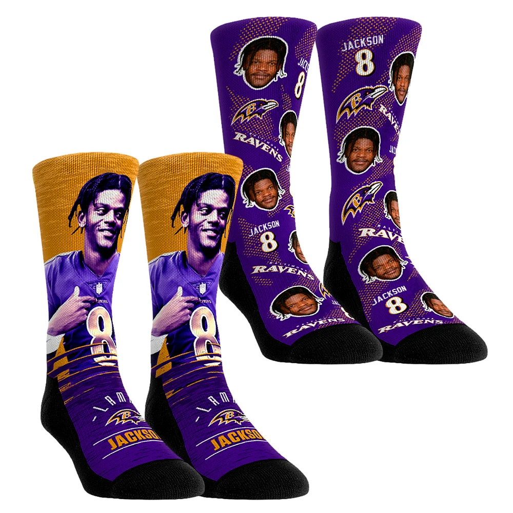 Unisex Rock Em Socks Lamar Jackson Baltimore Ravens NFL-Player Two-Pack Crew Set