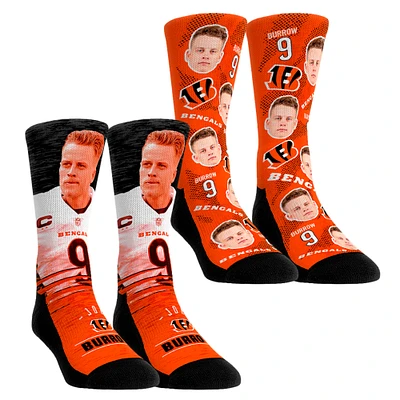 Unisex Rock Em Socks Joe Burrow Cincinnati Bengals NFL-Player Two-Pack Crew Socks Set