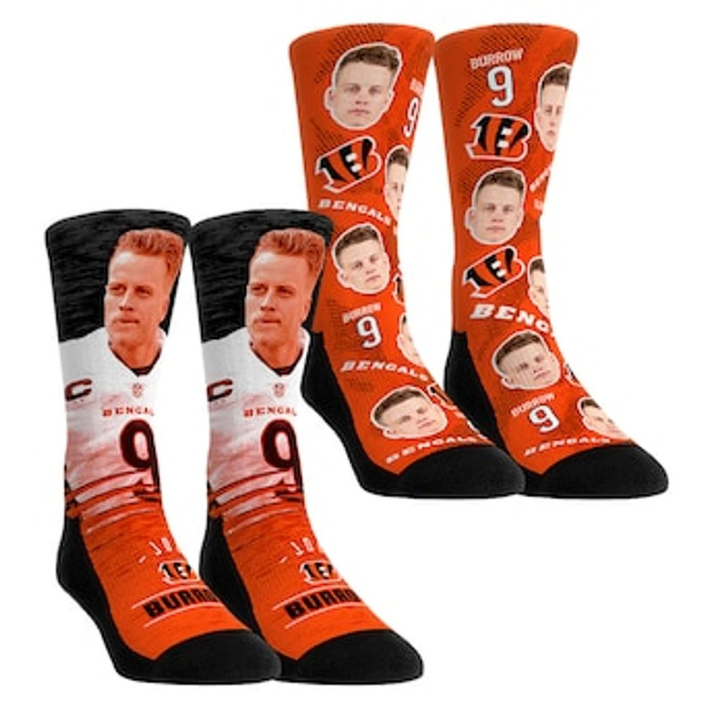 Unisex Rock Em Socks Joe Burrow Cincinnati Bengals NFL-Player Two-Pack Crew Socks Set