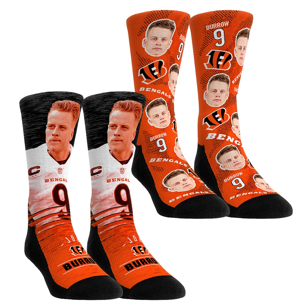 Unisex Rock Em Socks Joe Burrow Cincinnati Bengals NFL-Player Two-Pack Crew Socks Set