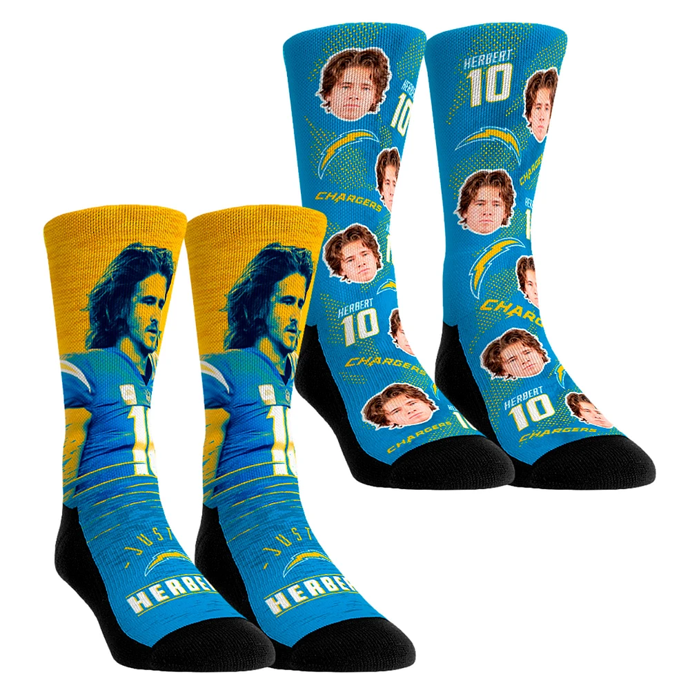 Youth Rock Em Socks Justin Herbert Los Angeles Chargers NFL-Player Two-Pack Crew Socks Set