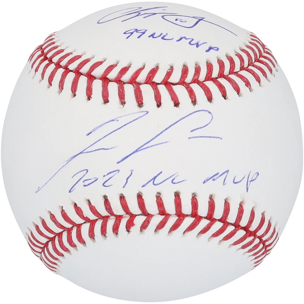 Ronald Acuña Jr. & Chipper Jones Atlanta Braves Dual-Signed Baseball with Multiple NL MVP Inscriptions