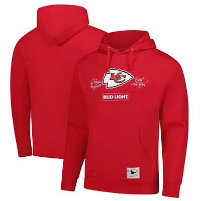 Men's Mitchell & Ness Red Kansas City Chiefs NFL x Bud Light Vintage Pullover Hoodie