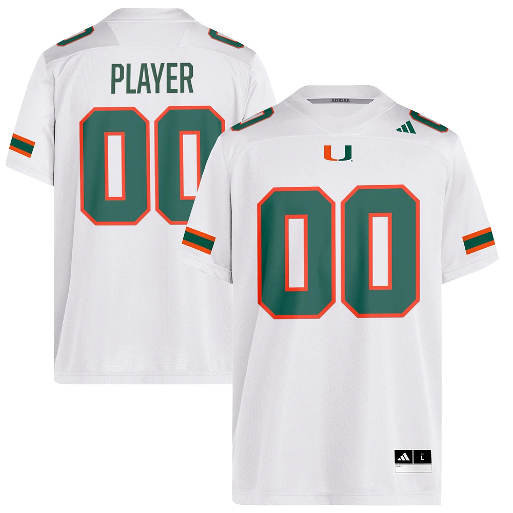 Men's adidas White Miami Hurricanes Pick-A-Player NIL Replica Football Jersey